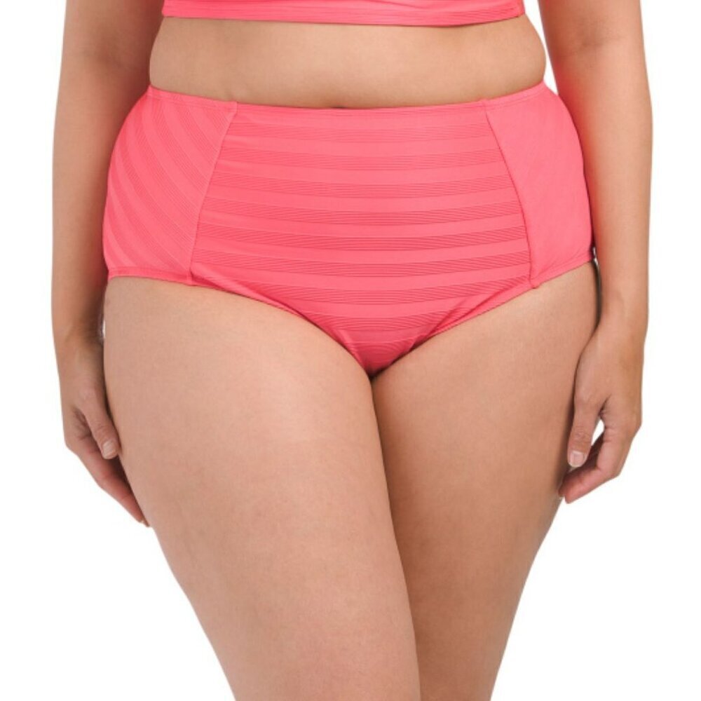 LA BLANCA Linea High Waist Bikini Bottom-Coral-18W-NWT